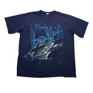 VTG 1995 Stars Wars T-Shirt X-Wing TIE Fighters Navy Blue Made in USA Size L?